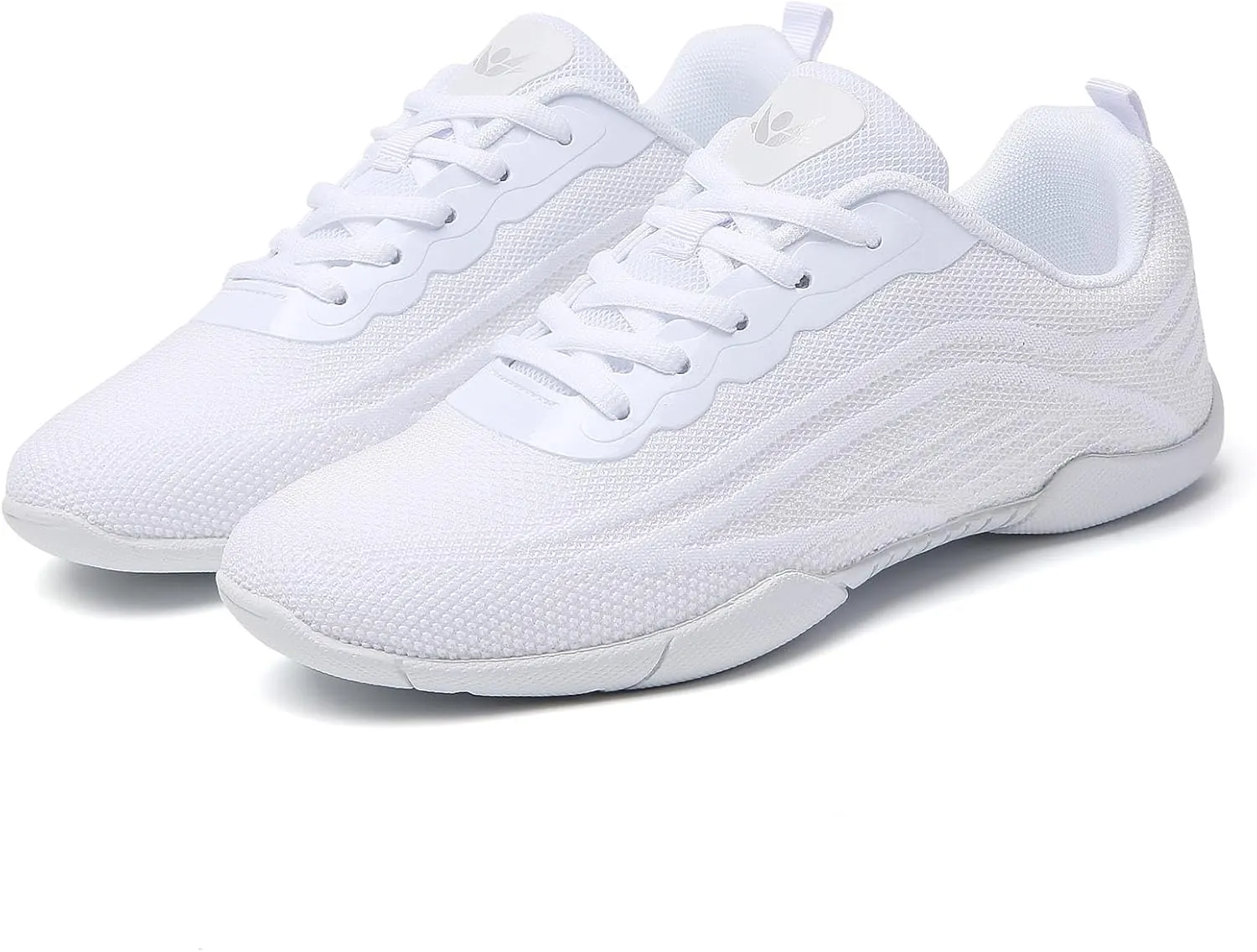 SECHRITE Cheer Shoes Women White Black Cheerleading Dance Sneakers for Cheer Practice and Competition, Athletic Flat Walking Tennis Shoes for Adults
