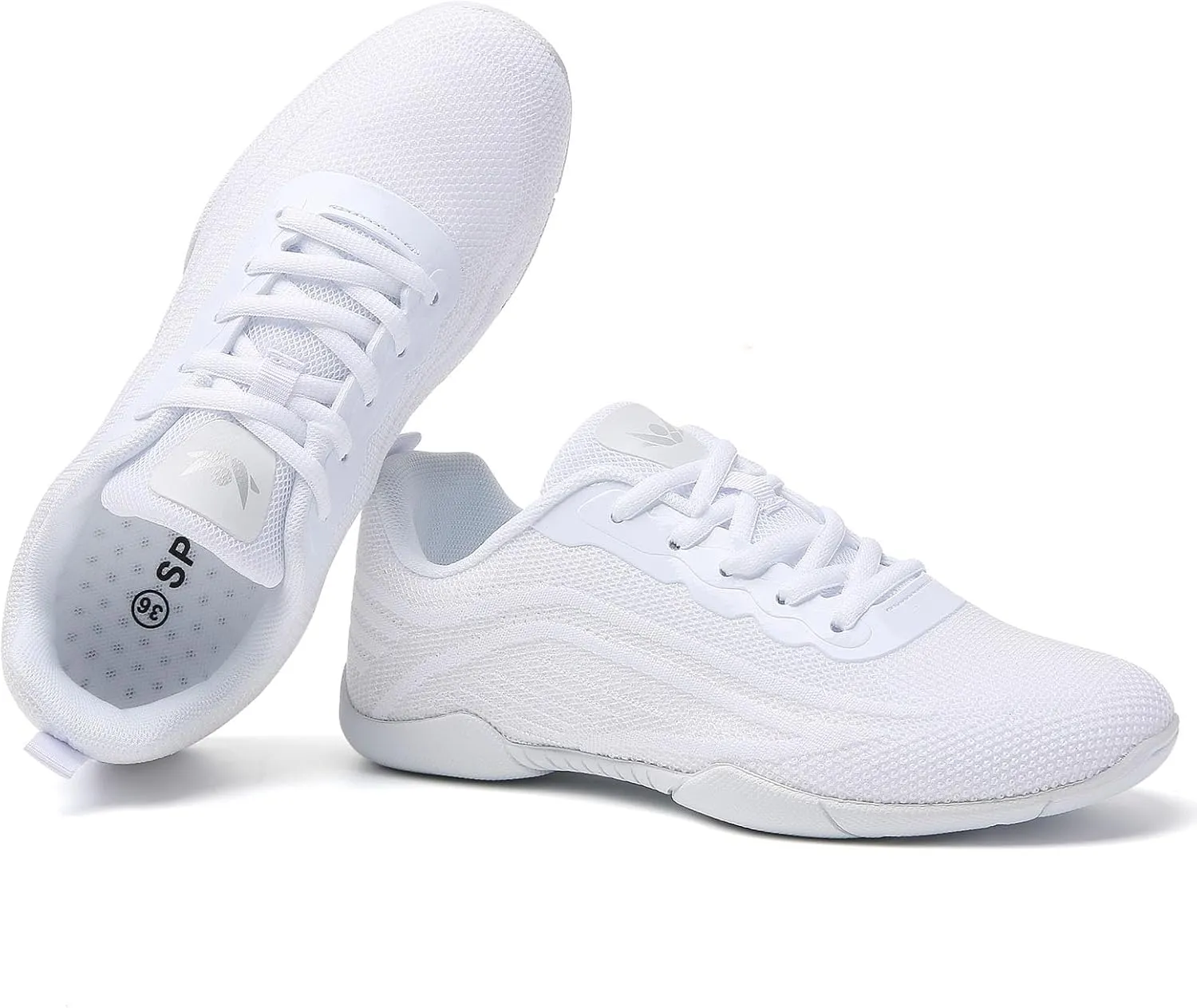 SECHRITE Cheer Shoes Women White Black Cheerleading Dance Sneakers for Cheer Practice and Competition, Athletic Flat Walking Tennis Shoes for Adults