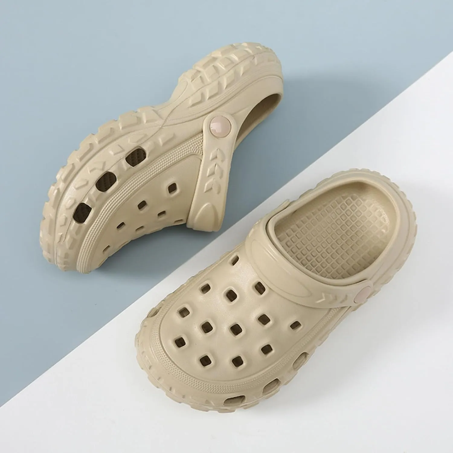 SECHRITE Men's and Women's Garden Shoes Slip-on Clogs Water Beach Pool Sandals with Adjustable Heel Strap Casual Indoor Outdoor Slippers