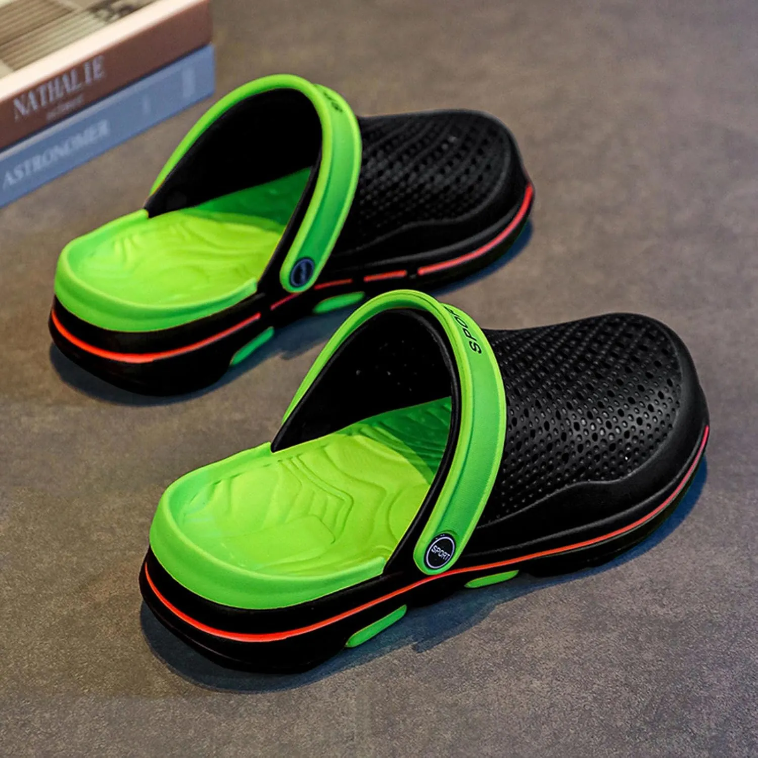 SECHRITE Men's Garden Clogs Beach Pool Shower Sandals Slip-on Mules Casual Slippers