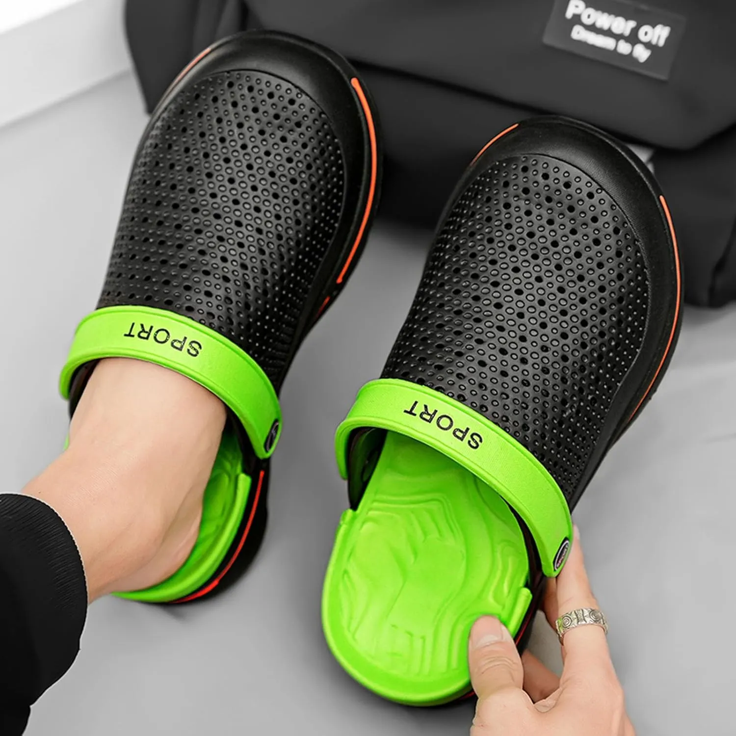 SECHRITE Men's Garden Clogs Beach Pool Shower Sandals Slip-on Mules Casual Slippers