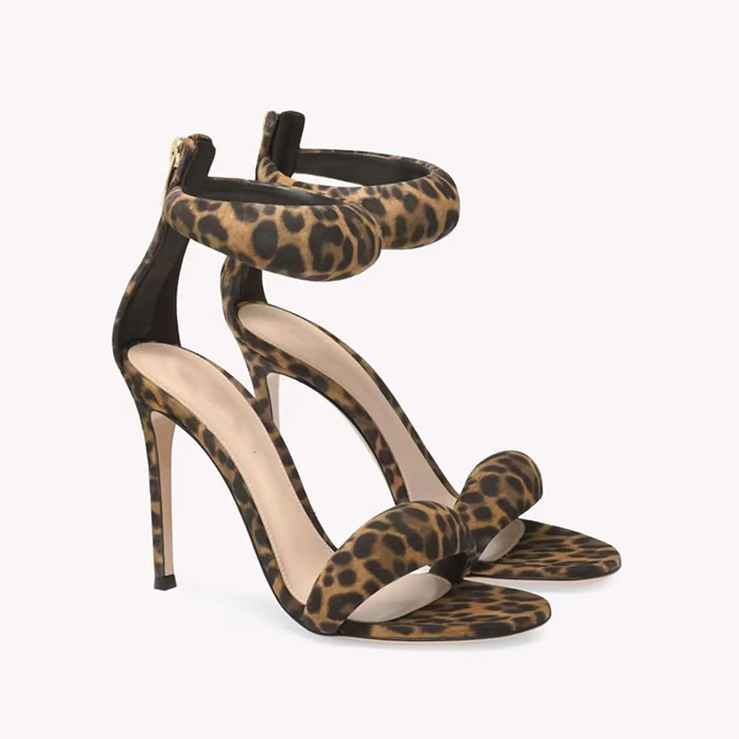 Sexy Women's Leopard Peep Toe Sandals, Large Size Fashion Round Toe Cover Heel High Heels for Party, Club And Catwalks