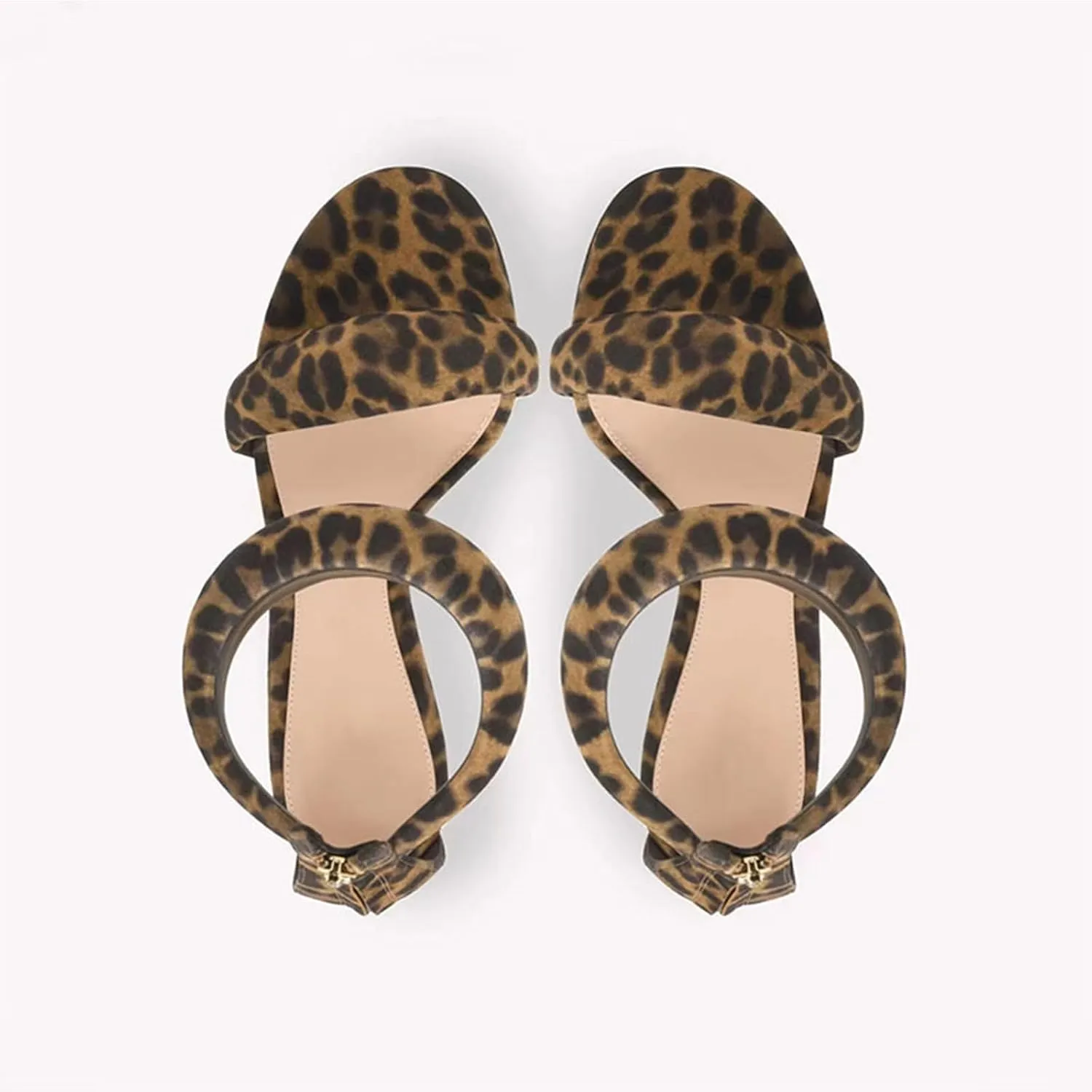 Sexy Women's Leopard Peep Toe Sandals, Large Size Fashion Round Toe Cover Heel High Heels for Party, Club And Catwalks