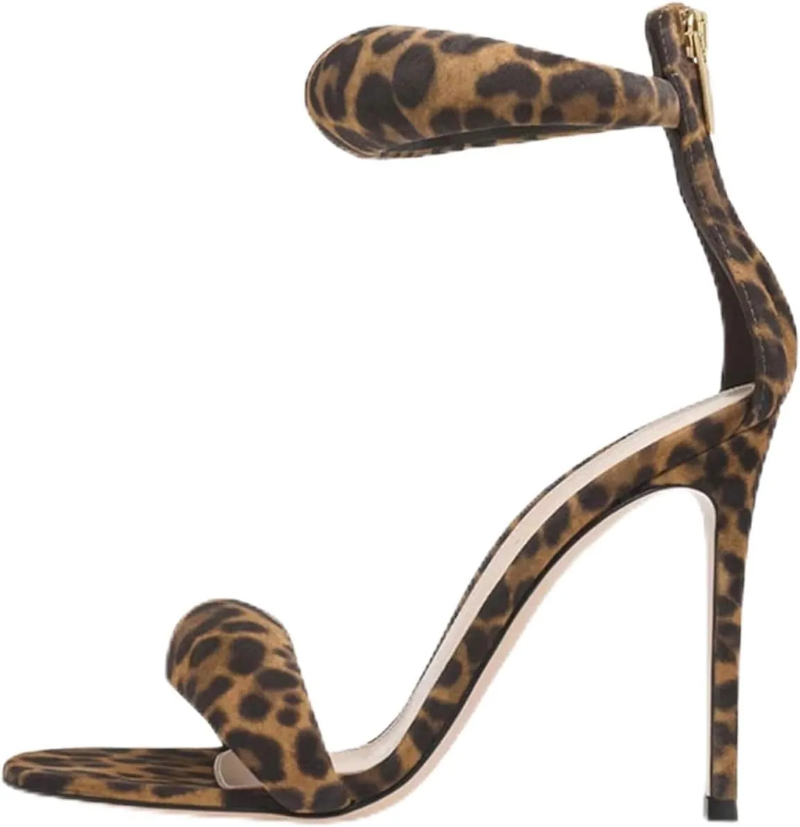 Sexy Women's Leopard Peep Toe Sandals, Large Size Fashion Round Toe Cover Heel High Heels for Party, Club And Catwalks