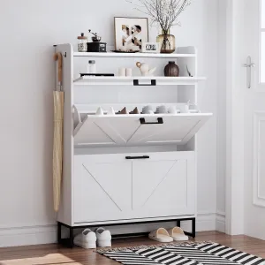 Shoe Cabinet Storage for Entryway - 31.5 inch Shoe Cabinet with Flip Drawer, Hidden Shoe Organizer Cabinet for Front Door and Hallway
