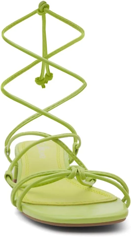 Shoe Land SL-Danica Women's Lace-Up Chunky Low Heels, Strappy Ankle Wrap Heeled Sandals, Square Open Toe Tie-Up Dress Sandals for Holiday, Party, and Wedding