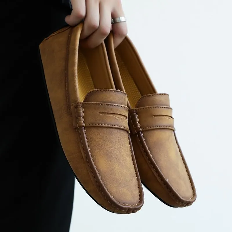 Shoes Men's Low-top Soft-Soled Slip-on Loafers Versatile Comfortable Square-Toed Oxford Shoes for Parties Weddings Driving Men Casual and Breathable Shoes