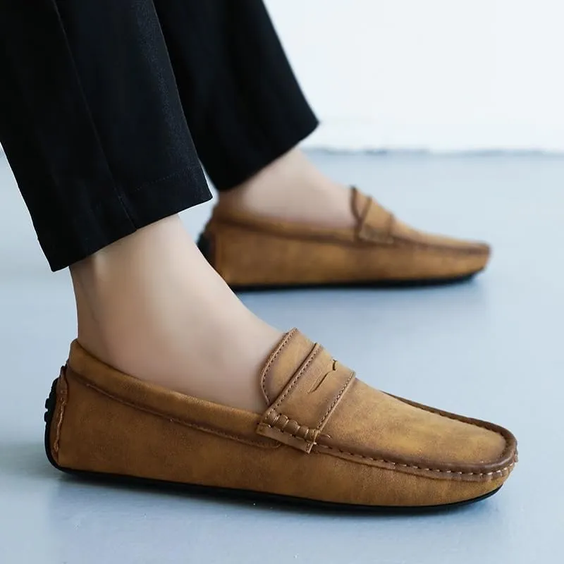Shoes Men's Low-top Soft-Soled Slip-on Loafers Versatile Comfortable Square-Toed Oxford Shoes for Parties Weddings Driving Men Casual and Breathable Shoes