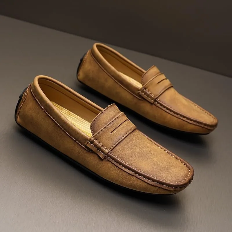 Shoes Men's Low-top Soft-Soled Slip-on Loafers Versatile Comfortable Square-Toed Oxford Shoes for Parties Weddings Driving Men Casual and Breathable Shoes