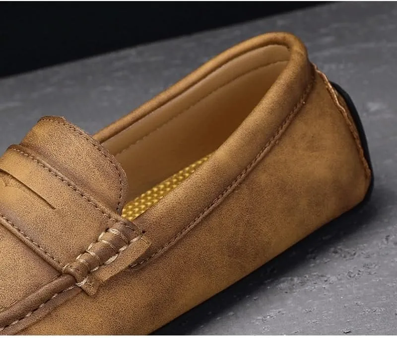 Shoes Men's Low-top Soft-Soled Slip-on Loafers Versatile Comfortable Square-Toed Oxford Shoes for Parties Weddings Driving Men Casual and Breathable Shoes