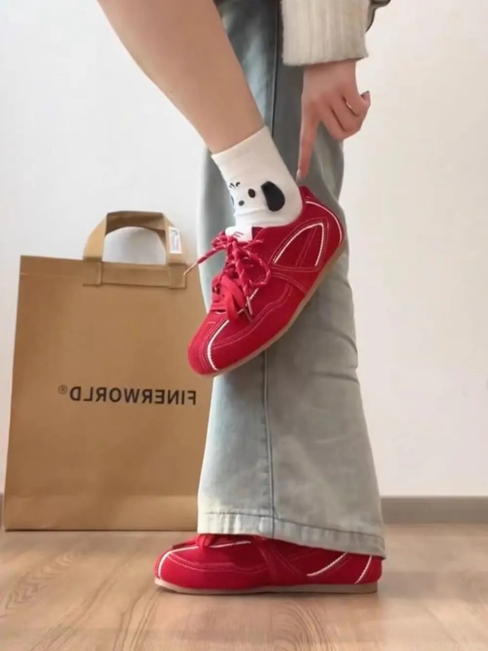 Sneakerina Round Toes Ballet Sneakers Women Girls Cute Y2K Retro Lace-up Breathable Dress Shoes Non-Slip Chunky Sole Leather Platform Sneakers Preppy Back to School Gifts Daughter Granddaughter