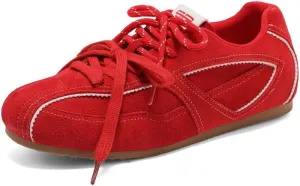 Sneakerina Round Toes Ballet Sneakers Women Girls Cute Y2K Retro Lace-up Breathable Dress Shoes Non-Slip Chunky Sole Leather Platform Sneakers Preppy Back to School Gifts Daughter Granddaughter