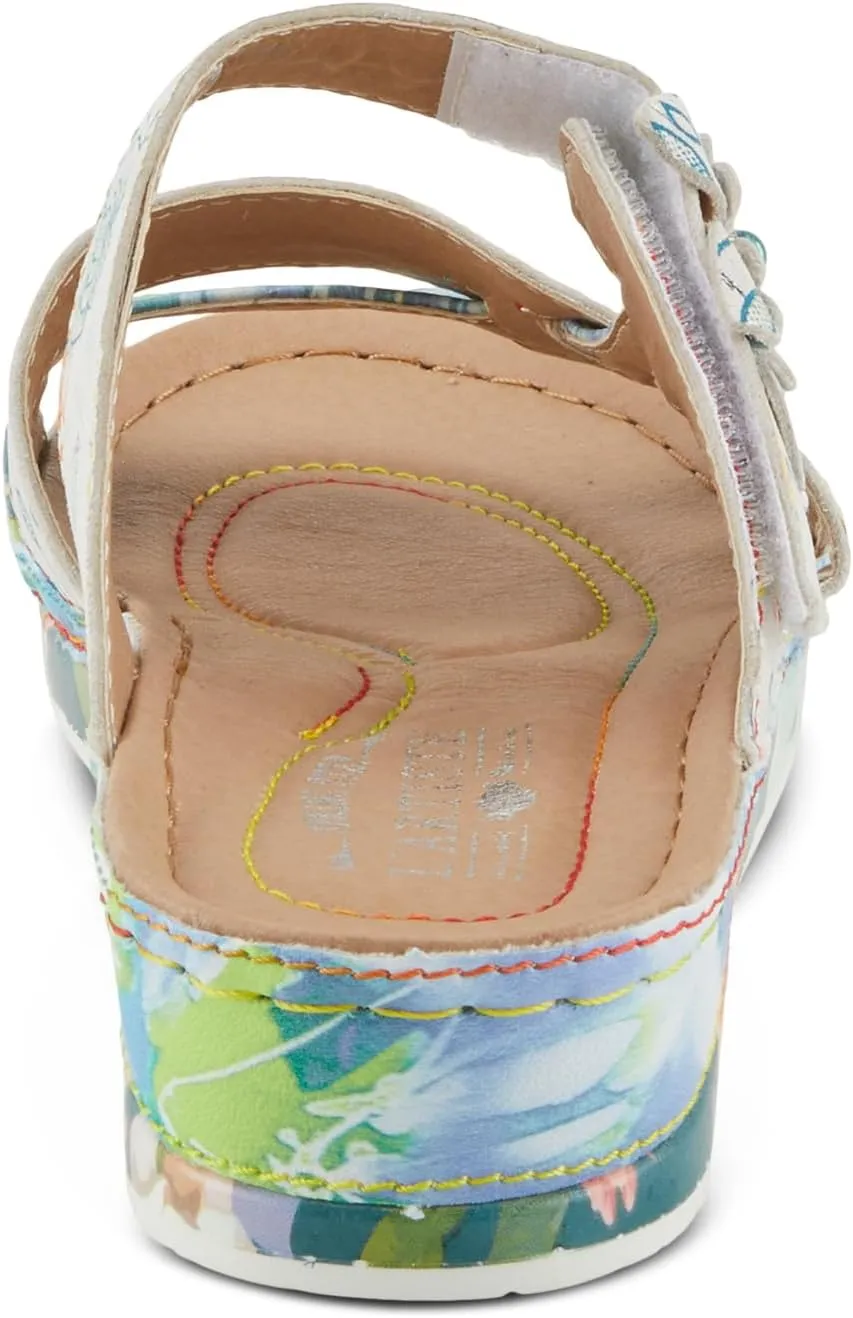 Spring Step L'Artiste Women's CAIMANALA Floral Slide Sandals with Adjustable Closure
