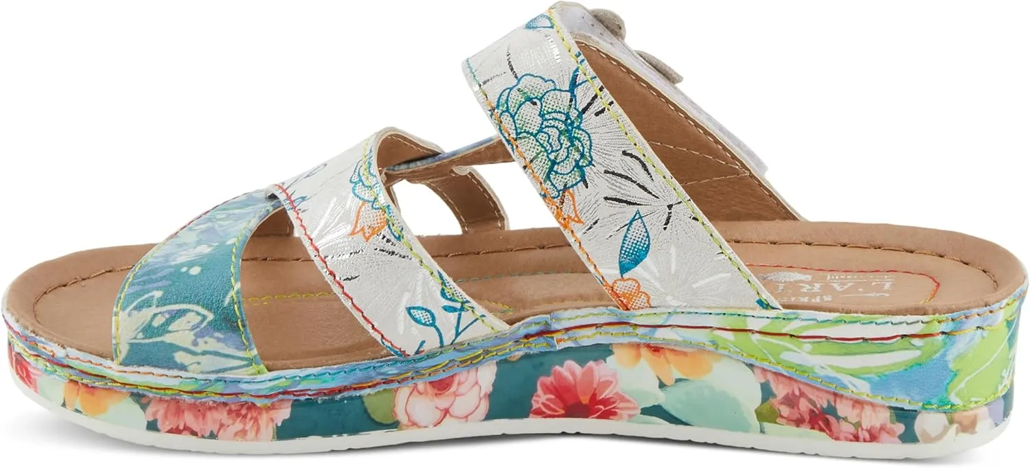 Spring Step L'Artiste Women's CAIMANALA Floral Slide Sandals with Adjustable Closure