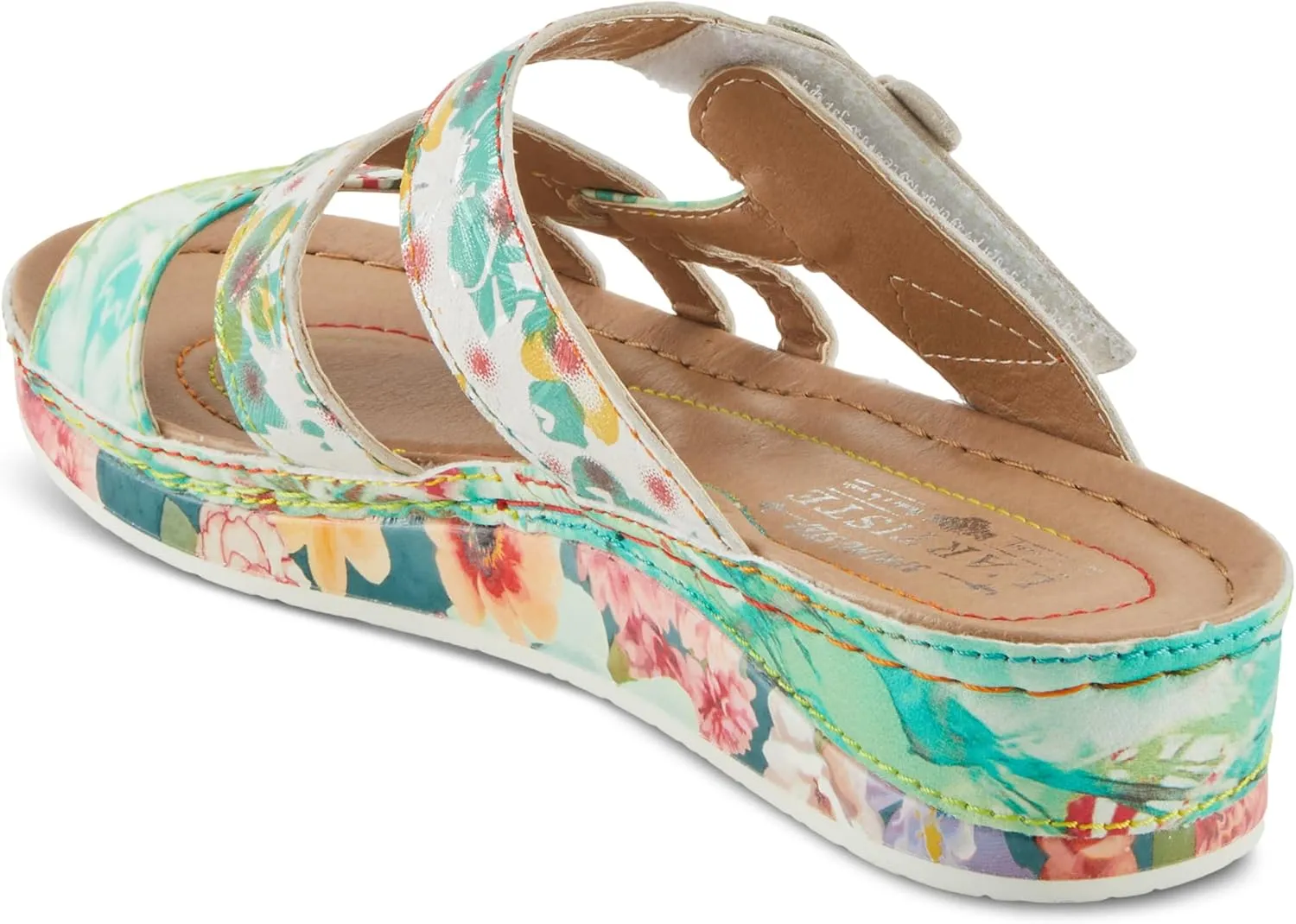 Spring Step L'Artiste Women's CAIMANALA Floral Slide Sandals with Adjustable Closure