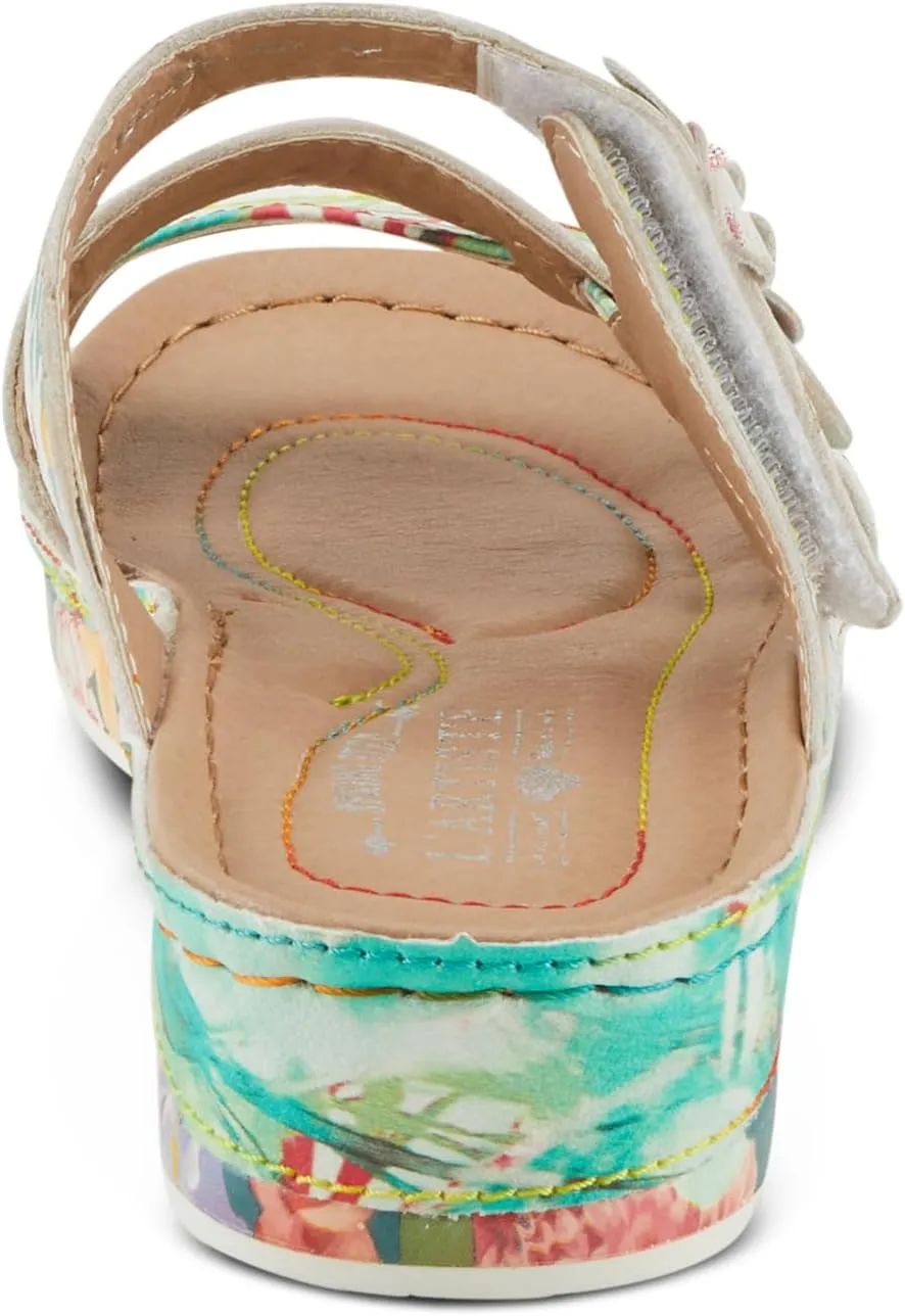 Spring Step L'Artiste Women's CAIMANALA Floral Slide Sandals with Adjustable Closure