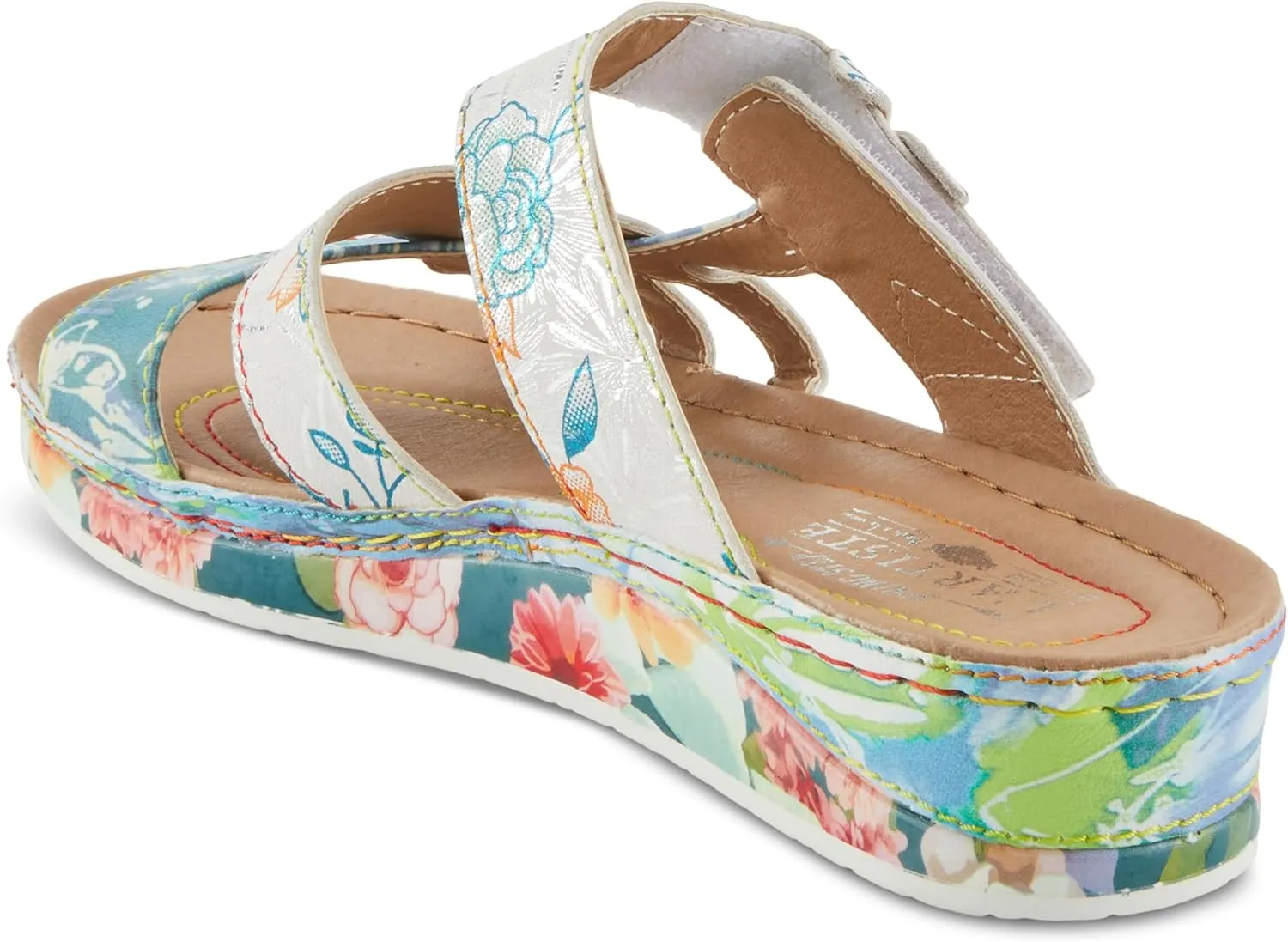 Spring Step L'Artiste Women's CAIMANALA Floral Slide Sandals with Adjustable Closure
