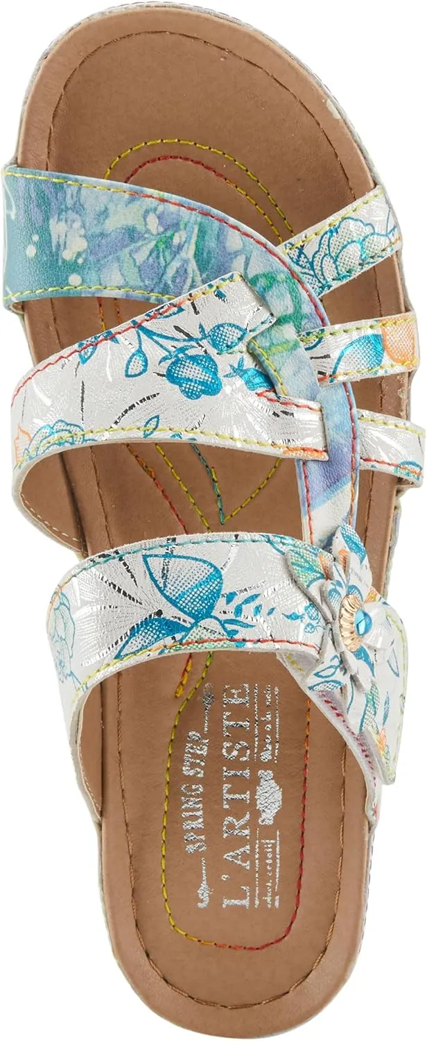 Spring Step L'Artiste Women's CAIMANALA Floral Slide Sandals with Adjustable Closure