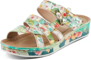 Spring Step L'Artiste Women's CAIMANALA Floral Slide Sandals with Adjustable Closure