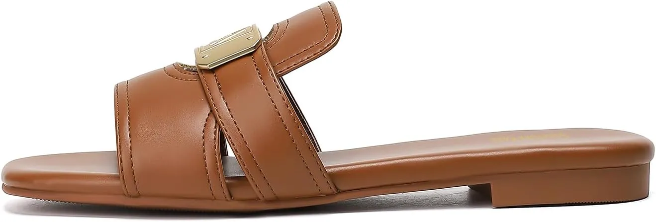 Stratuxx Kaze Women's Dressy Sandals Slip on Flat Summer Shoes Open Toe Slide Sandals for Women Size 5-11