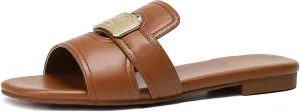 Stratuxx Kaze Women's Dressy Sandals Slip on Flat Summer Shoes Open Toe Slide Sandals for Women Size 5-11