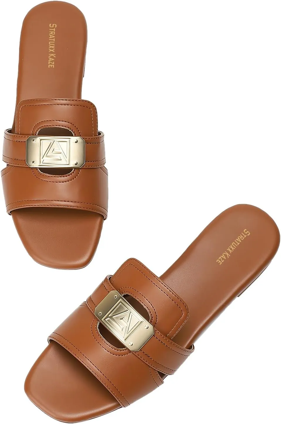 Stratuxx Kaze Women's Dressy Sandals Slip on Flat Summer Shoes Open Toe Slide Sandals for Women Size 5-11