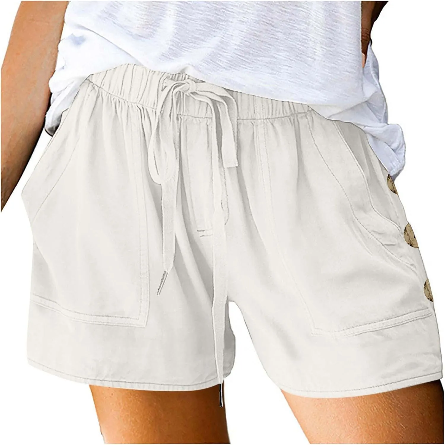 Summer Shorts for Women High Waisted Drawstring Lounge Short Pants with Pockets Casual Beach Vacation Clothes
