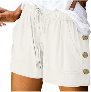 Summer Shorts for Women High Waisted Drawstring Lounge Short Pants with Pockets Casual Beach Vacation Clothes