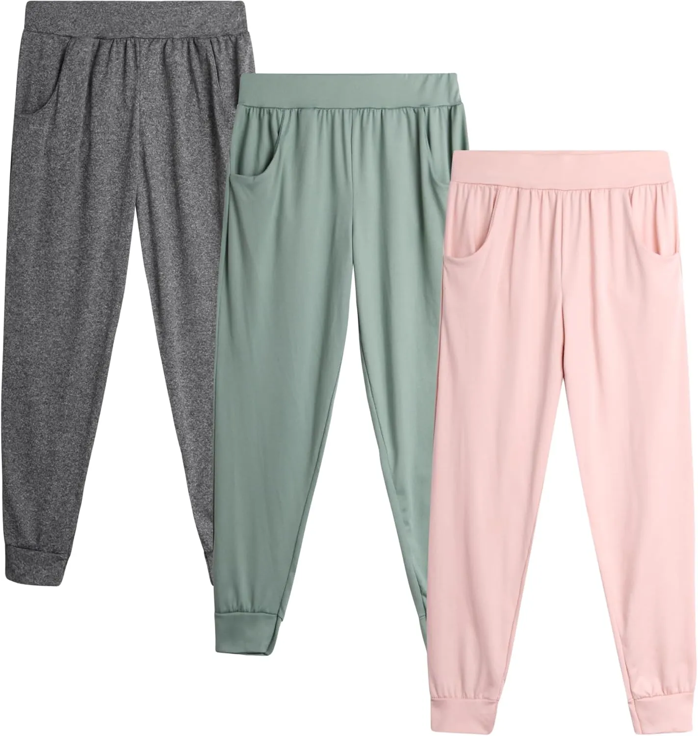 Sweet Hearts Girls Sweatpants - 3 Pack Girls' Activewear High Waisted Jogger Pants with Pockets: Made in USA (Sizes: 5-18)