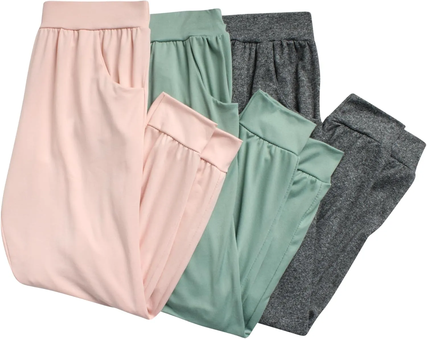 Sweet Hearts Girls Sweatpants - 3 Pack Girls' Activewear High Waisted Jogger Pants with Pockets: Made in USA (Sizes: 5-18)