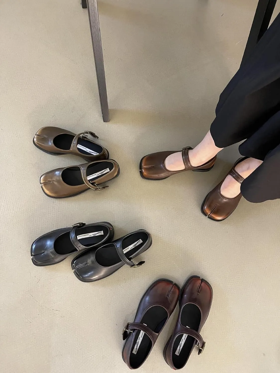 Tabi Shoes Women Mary Janes Ballet Flat Retro - Low Top Split Toe Sandals Cute Casual Comfortable Walking Lightweight Loafers Female Solid All-Match for Daily Wear Beach Travel Business Office