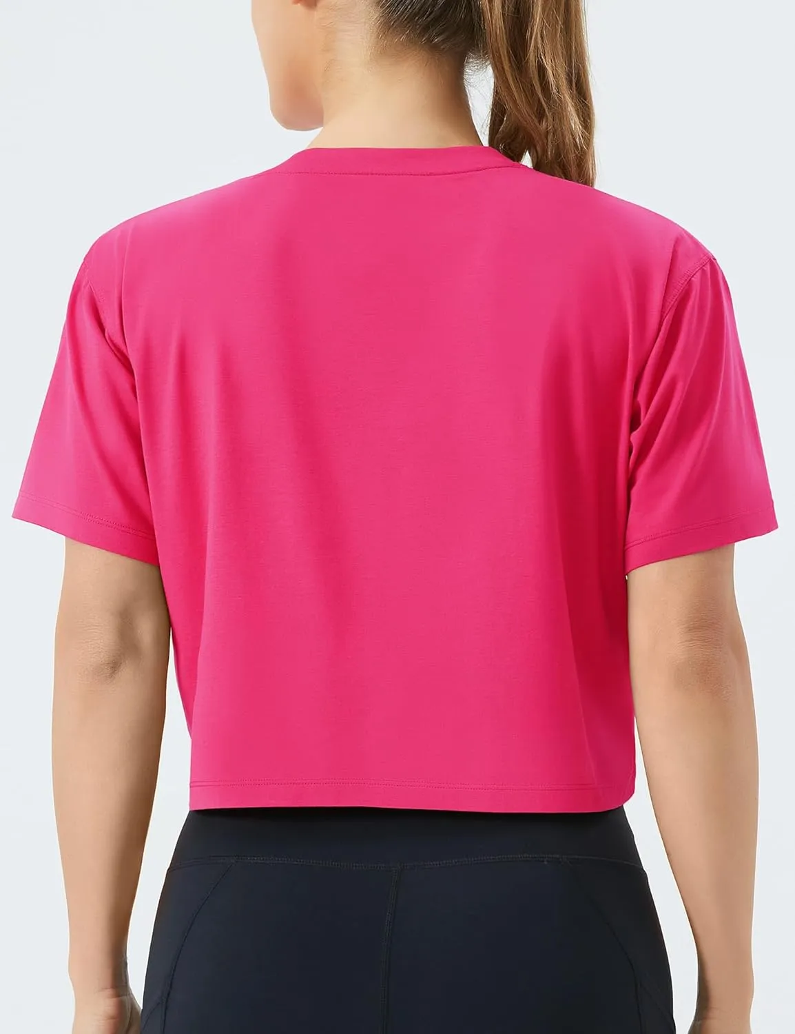 THE GYM PEOPLE Women's Workout Crop Top T-Shirt Short Sleeve Boxy Yoga Running Cropped Basic Tee