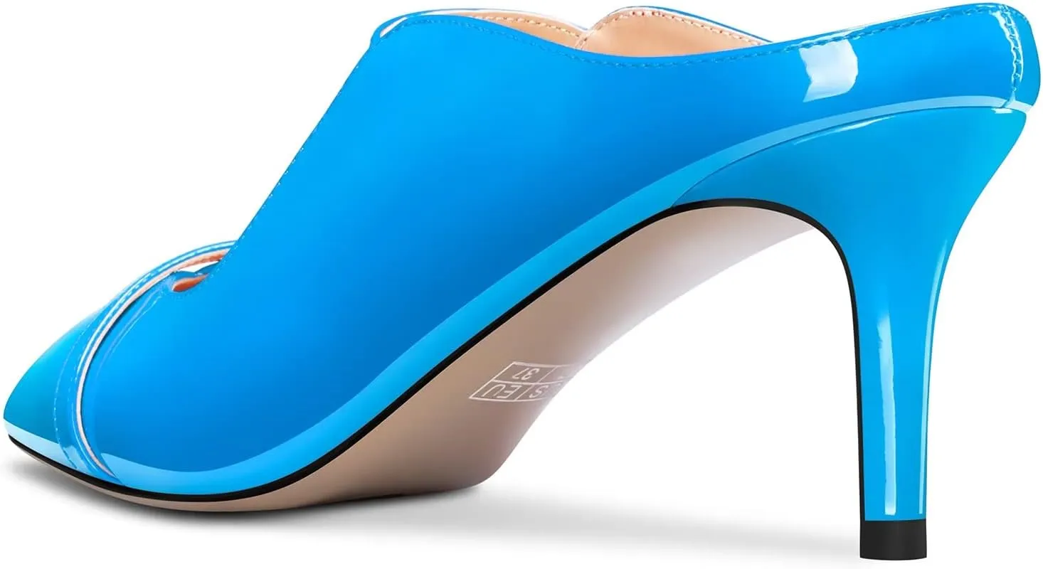 TNYNFBEB Women Mid Heel Close Pointed Toe Sandals Slingback Slip-on Wedding Party Cute Basic Classic Dress 2.6 Inches Heels