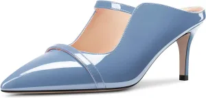 TNYNFBEB Women Mid Heel Close Pointed Toe Sandals Slingback Slip-on Wedding Party Cute Basic Classic Dress 2.6 Inches Heels