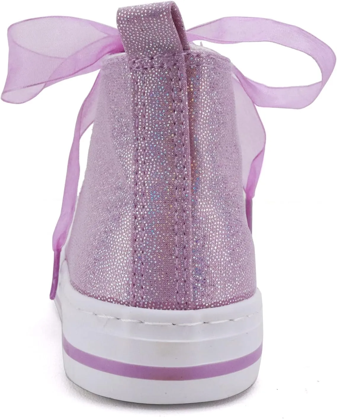 Toandon Little Kids Girls Glimmer Glitter Ribbon Lace Sneakers Age 3-10
