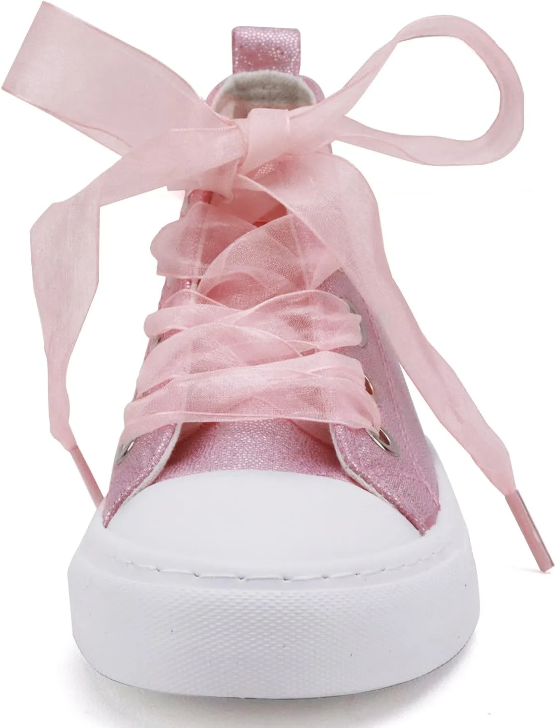 Toandon Little Kids Girls Glimmer Glitter Ribbon Lace Sneakers Age 3-10