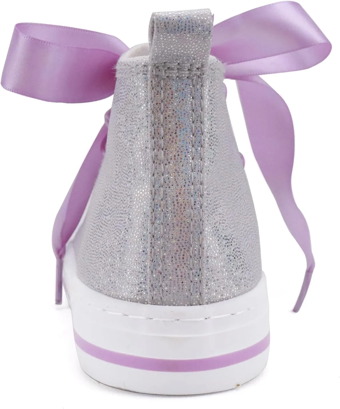 Toandon Little Kids Girls Glimmer Glitter Ribbon Lace Sneakers Age 3-10