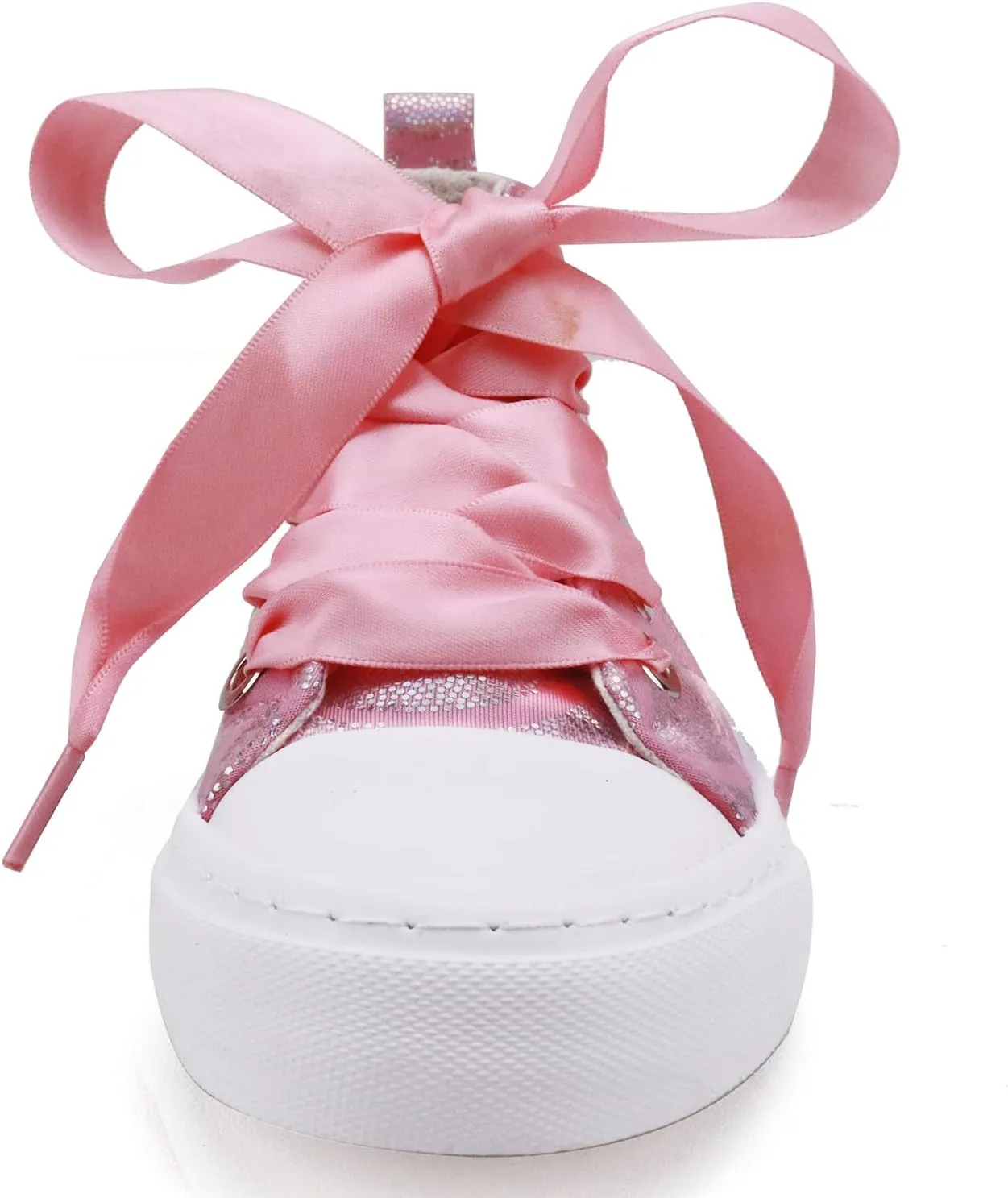 Toandon Little Kids Girls Glimmer Glitter Ribbon Lace Sneakers Age 3-10