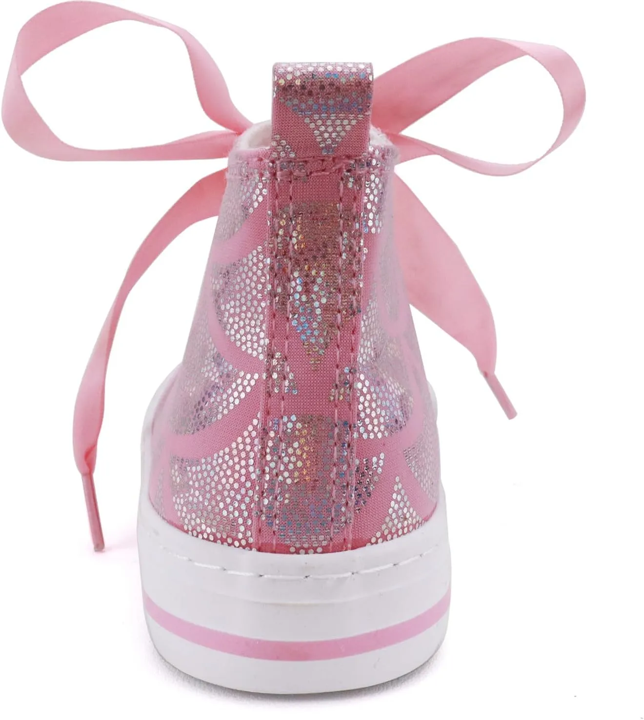 Toandon Little Kids Girls Glimmer Glitter Ribbon Lace Sneakers Age 3-10