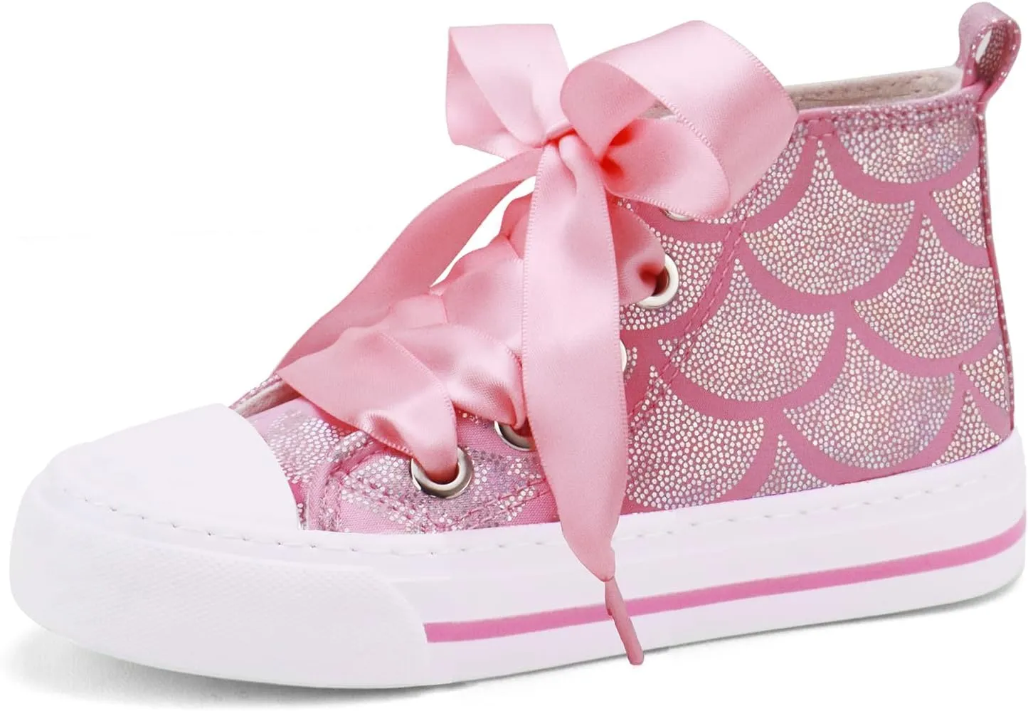 Toandon Little Kids Girls Glimmer Glitter Ribbon Lace Sneakers Age 3-10