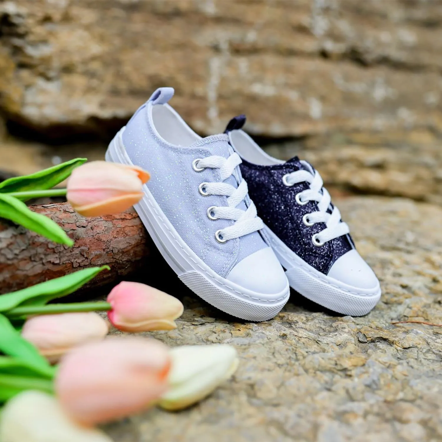 ToandonToddler Kids Sneakers Sparkle Fashion Glitter Sequins Canvas Shoes