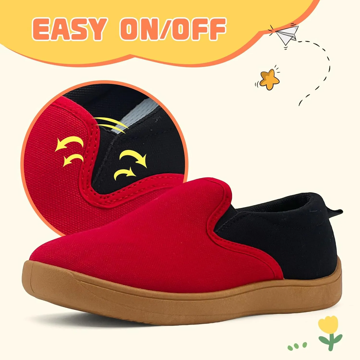 Toddler Kids Wide Barefoot Shoes Girls Boys Minimalist Slip On Canvas Sneakers Lightweight Casual Walking Shoes Fit Naturally Zero-Drop Sole