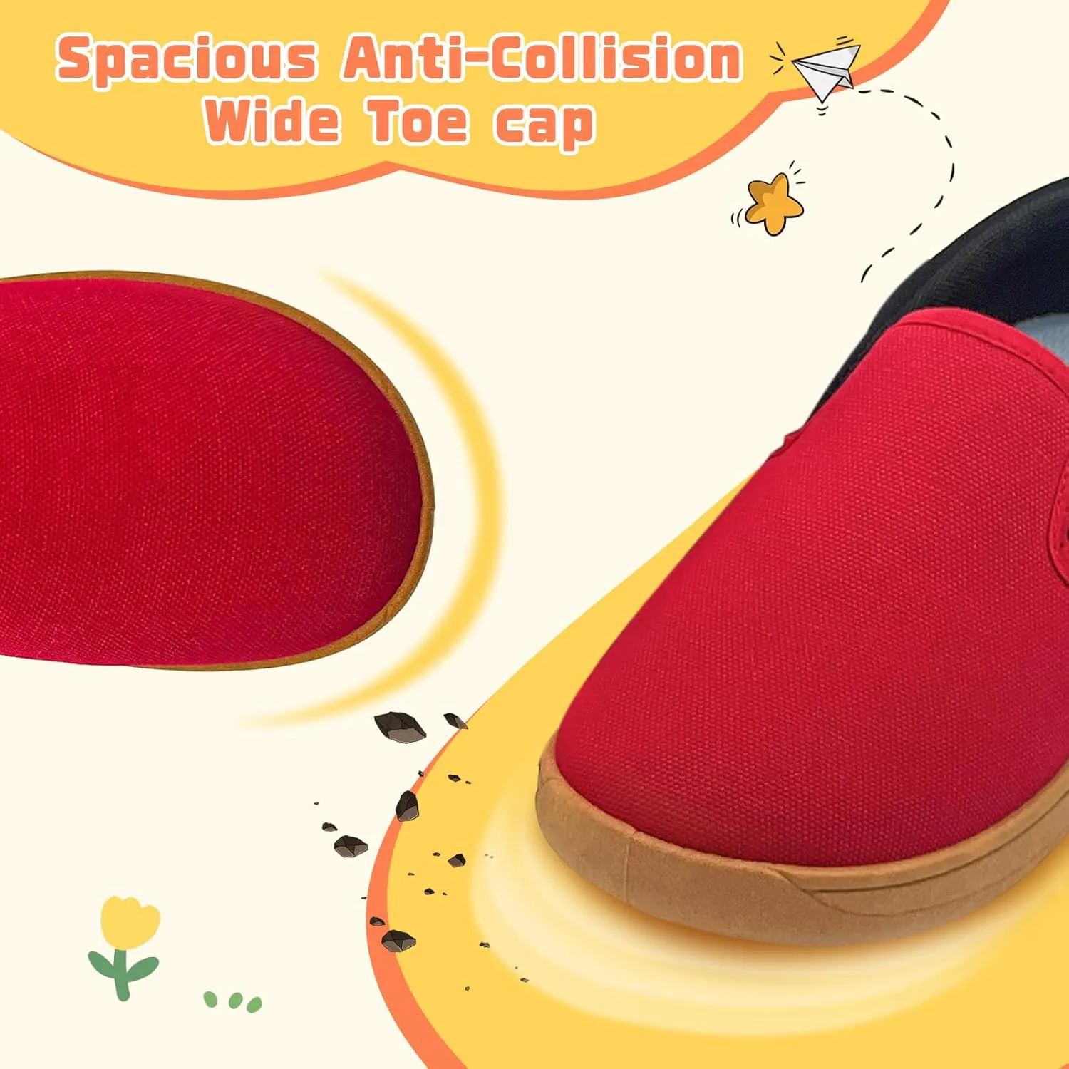 Toddler Kids Wide Barefoot Shoes Girls Boys Minimalist Slip On Canvas Sneakers Lightweight Casual Walking Shoes Fit Naturally Zero-Drop Sole