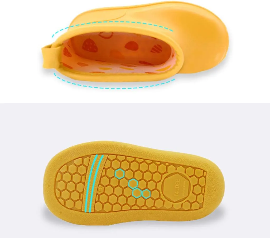 Toddler Rain Boots Baby Rain Boots Short rain Boots for Toddler Easy-on Lightweight and Waterproof