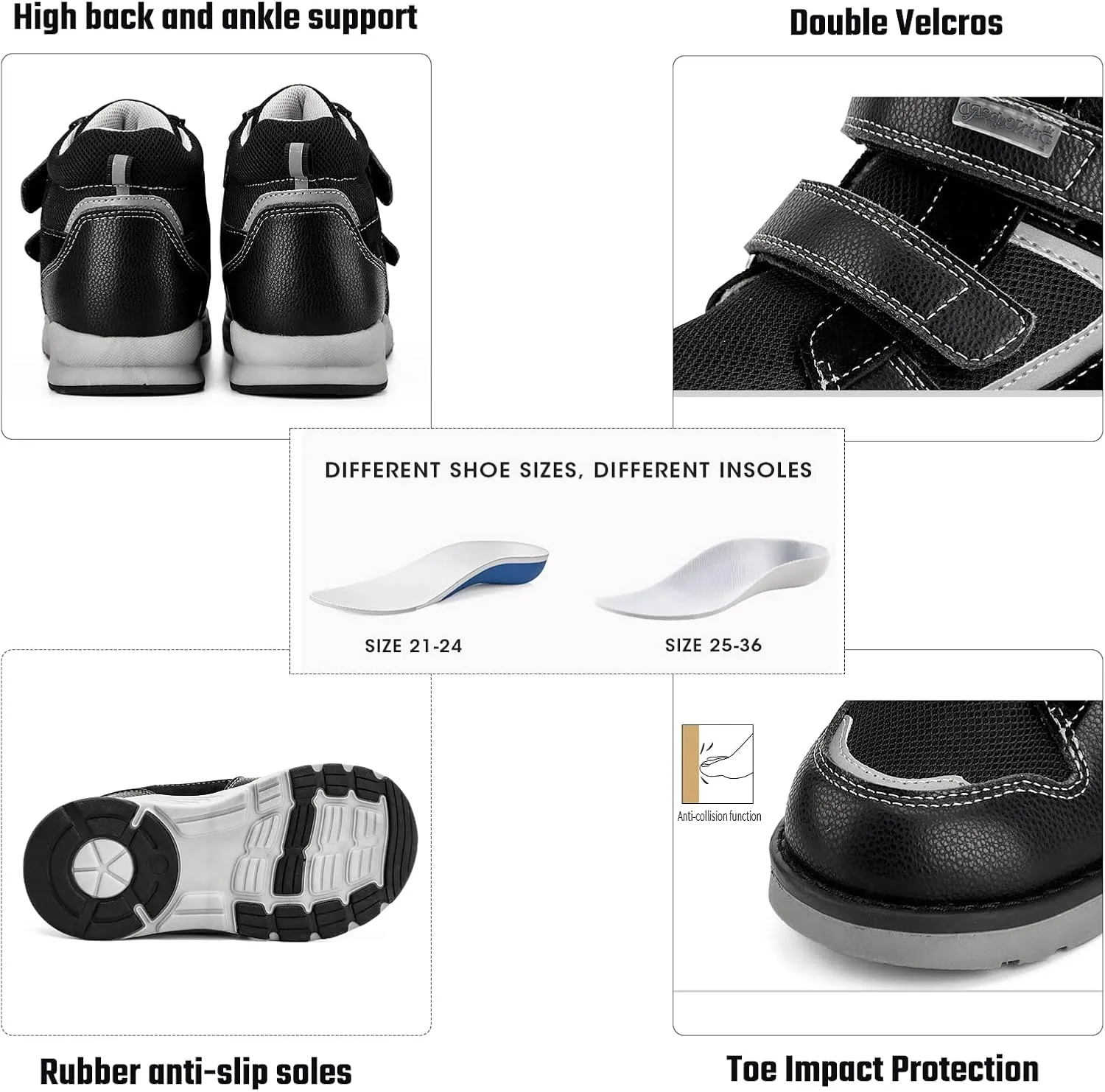 Toddlers Orthopedic Shoes,Casual High Top Sneakers with Arch and Ankle Support,Non-Slip Soles,Improve Children' Flat Feet and Foot Valgus/varus