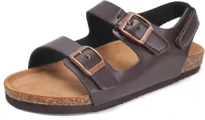 Torotto Girls Boys Sandals with Cork Footbed Adjustable Buckle Casual Slides Sandals Open Toes Flat for Kids Toddler