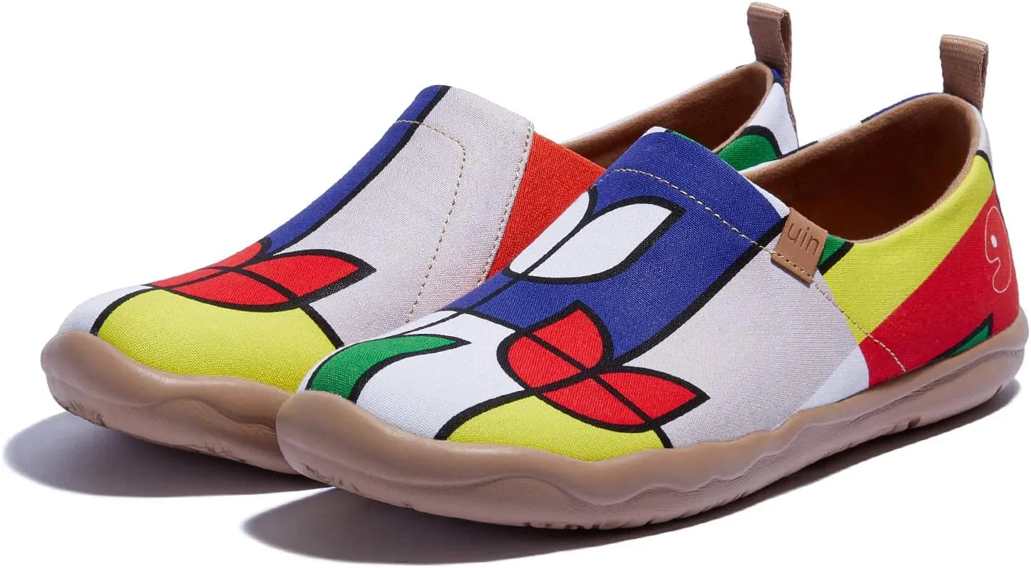 UIN Women's Blossom Slip On Shoes Colorful Comfortable Lightweight Art Travel Sneakers Casual Floral Stylish Everyday Loafers