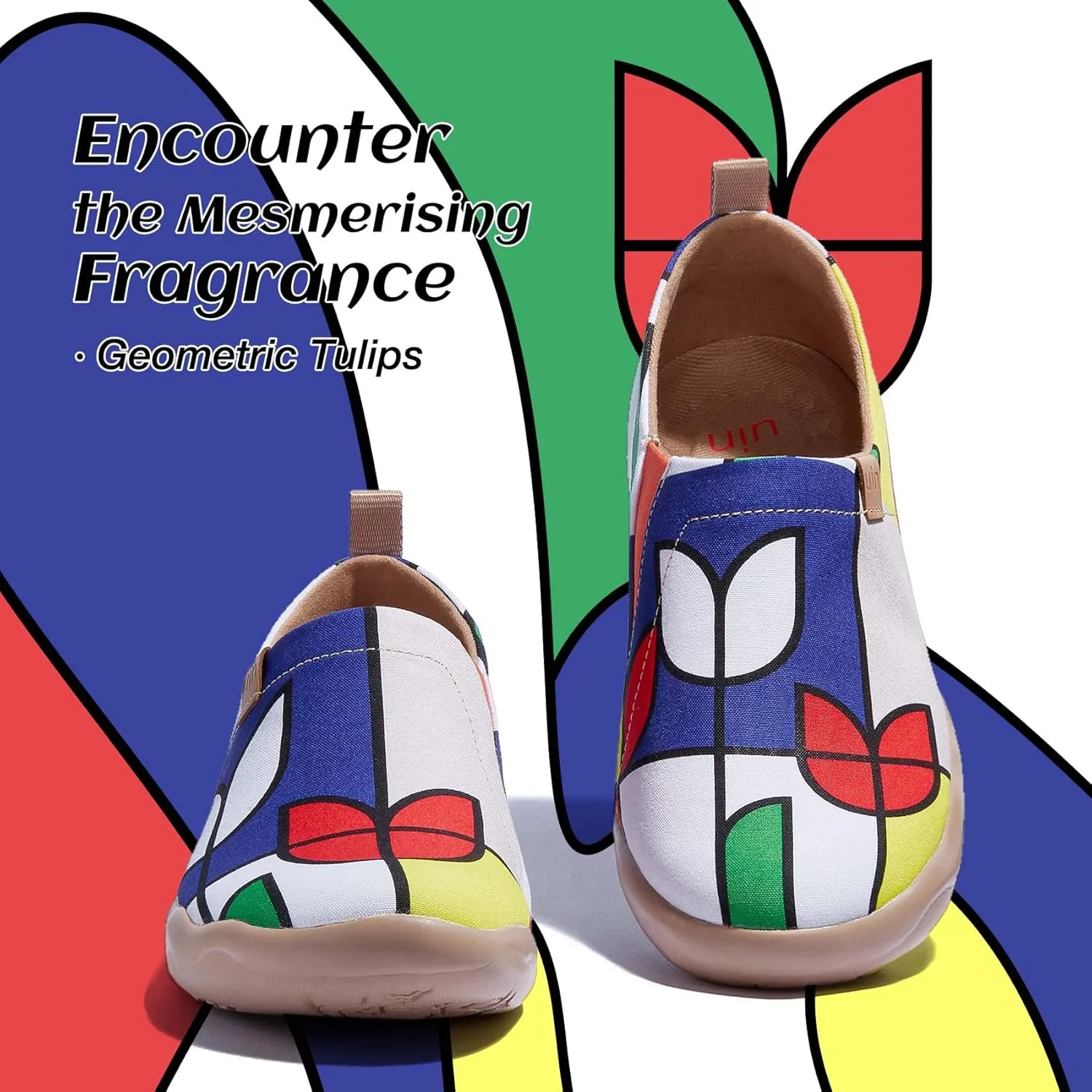 UIN Women's Blossom Slip On Shoes Colorful Comfortable Lightweight Art Travel Sneakers Casual Floral Stylish Everyday Loafers