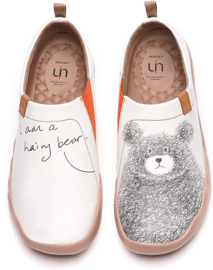 UIN Women's Men's Slip On Sneakers Cute Bear Casual Walking Shoes Microfiber Leather Street Travel Painted Shoes Be with You (43)