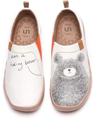 UIN Women's Men's Slip On Sneakers Cute Bear Casual Walking Shoes Microfiber Leather Street Travel Painted Shoes Be with You (43)